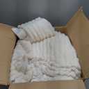 BEDELITE Fleece Queen Comforter Set -Super Soft & Warm Fluffy Cream White Bedding, Luxury Fuzzy Heavy Bed Set for Winter with 2 Pillow Cases