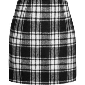 Kate Kasin 2025 Plaid Pencil Skirts for Women High Waisted Casual Stretch Bodycon Mini Skirt (6, Black)
