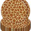 50PCS Giraffe Print Plates 9 Inch Giraffe Paper Plates Jungle Safari Party Supplies Animal Print Tableware Disposable Paper Food Trays Baby Shower Jungle Party Decorations