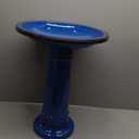 Glitzhome 21.5" H Cobalt Blue Faux Ceramic Bird Bath for Outside, Hand-Painted Tall Pedestal Style Birdbath for Outdoor Patio Garden Backyard Decking