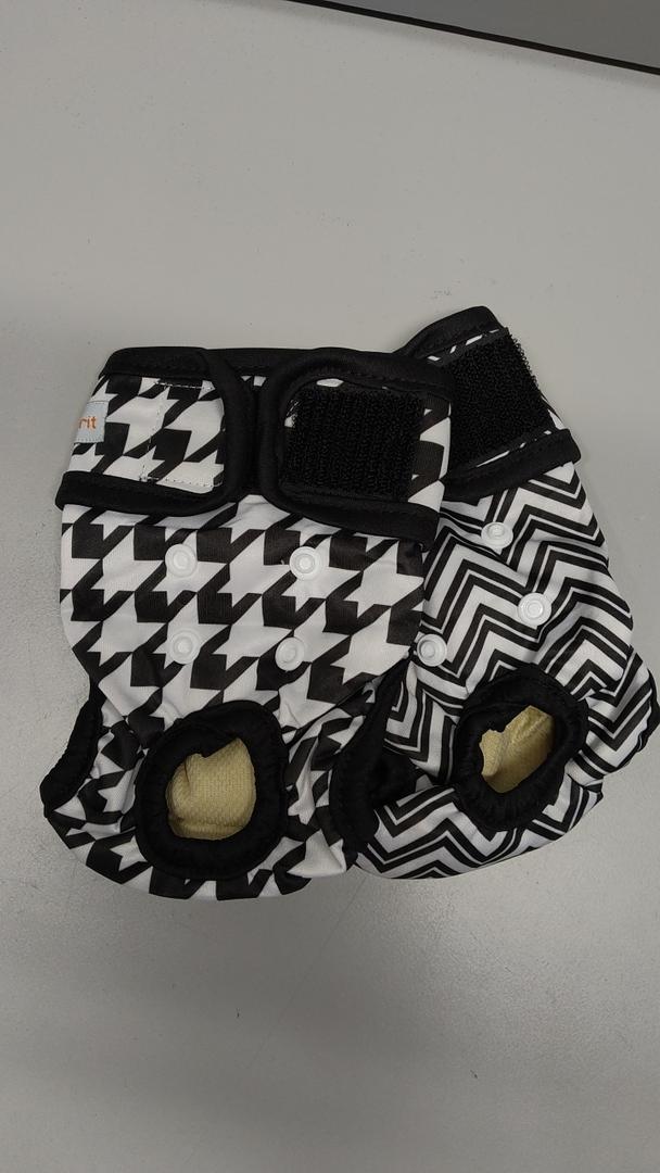 Langsprit Washable Female Dog Diapers (2 Pack) - No Leak Reusable Diapers for Doggy Female in Period - Highly Absorbent Dog Heat Panties with Adjustable Snaps M