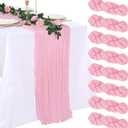 8 Pack Pink Cheesecloth Table Runner 10ft Boho Gauze 120 Inch Cheese Cloth Table Runner Rustic Sheer for Spring Holiday Baby Shower Party Dcor Home Wedding Decoration