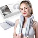 Lamply Ice-Filled Neck Cooler with Cooling Towel, Silent Non-Gel Ice Pack for Muscle Soreness,Cervical Pain Support, Cold Compress Therapy for Sports, Travel, Ideal for Hot Weather, Light Gray