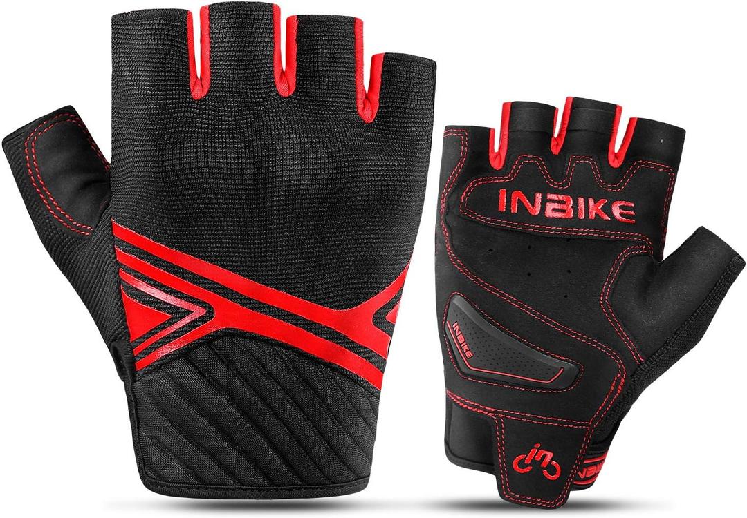 INBIKE Breathable Mesh Half Finger Motorcycle Gloves Hard Knuckle Wear Resistant with TPR Padded Palm Cushioning (Black, S)