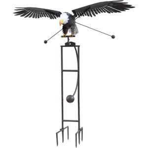 Red Carpet Studios Garden Stake Yard Art Metal and Glass Balance Rocker with 6-Prong Stake, Jumbo 6.16 Feet Tall, Flying Eagle