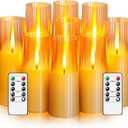 LED Candles, Battery Operated Upgraded Realistic Home Decoration (Gold) 9 pack