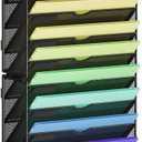 Marbrasse Wall File Holder 11-Tier Hanging Wall File Organizer, for Papers, Files Clipboard & Magazine Organizer, Wall Mount File Holder Great for Office Home (Black)
