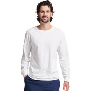 Russell Athletic Men's Dri-Power Long Sleeve Tees, Moisture Wicking, Odor Protection, UPF 30+ (Large, White)