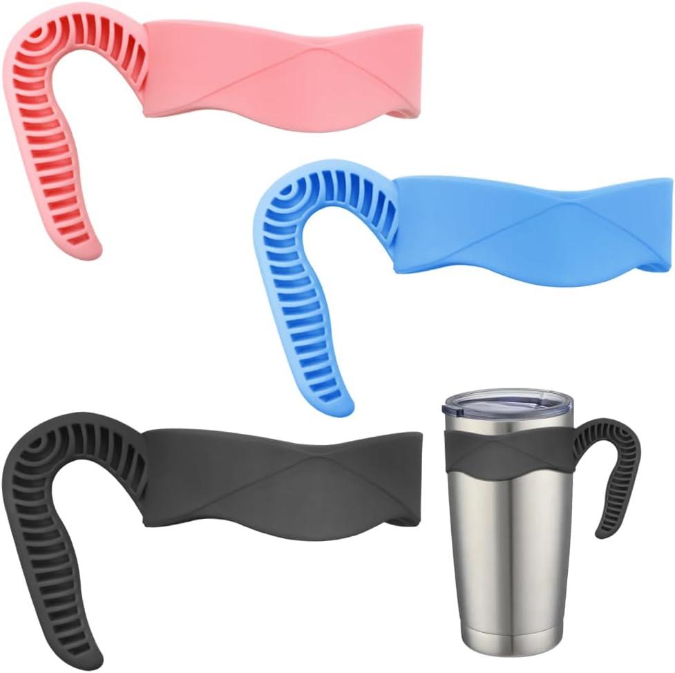 DanziX 3 Pack 20oz Tumbler Handles, Mug Handle or Cup Holder Replacement, Insulated Cup Handle Only - Black,Pink,Blue
