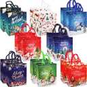 PARSUP 16PCS Christmas Gift Bags with Handles, Non-Woven Large Christmas Bags for Treat Gifts Wrapping Shopping, Xmas Party Supplies, 1513.85.9inch (Blue, Red, Green, White)