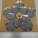 Metal Flower Wall Sculpture, 9.5" Rustic Modern Artwork Distressed 3D Layered Vintage Iron Flower Wall Hanging Accent for Indoor Kitchen, Bedroom Living Room Office Outdoor Garden Patio Decor (Grey)