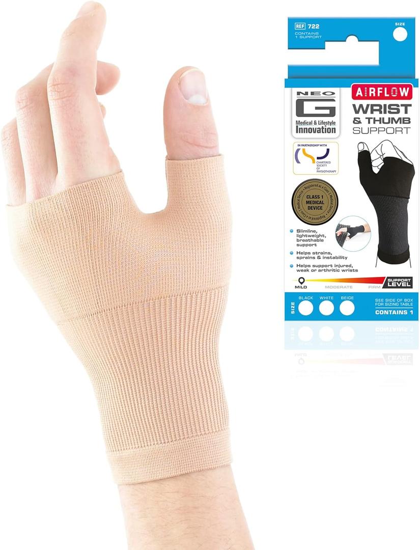 Neo-G Wrist and Thumb Support for Arthritis, Joint Pain, Tendonitis, Sprain - Wrist Brace Wrist Compression Hand Support - S - Beige (Small)