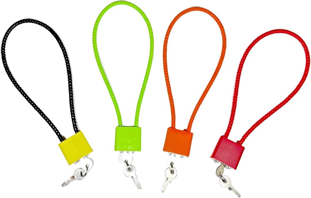 Cable Gun Locks with Keys - Keyed Different 15" Cable Gun Safe Lock for Pistols, Rifles, and Shotguns, Home and Storage Firearm Locking and Safety, 15" * 4 Keyed Different Color (RED ORANGE GREEN YELLOW 4 COLOR PACK)
