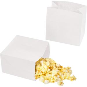 Small White Paper Bags for Snacks,50 Pack,Greaseproof Kraft Paper Bags,Recyclable,and Biodegradable,Mini Paper Wrappers For Popcorn,Cookies,Fries,Crafts,Gift Wrapping in Bulk (50Pack White)