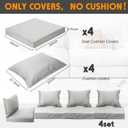 Mindsoft 4 Set Patio Cushion Covers Replacement Water UV Resistant Outdoor Cushion Slipcovers with Zipper Chair Seat Covers for Outdoor(24 x 21.3 inches,24 x 24 x 4.7 inches,Silver Gray)