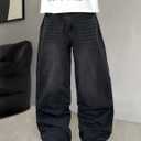 Mens Wide Leg Jeans Super Baggy Pants Y2k Loose Fit Denim Jeans Skater Trousers Streetwear (XXL)