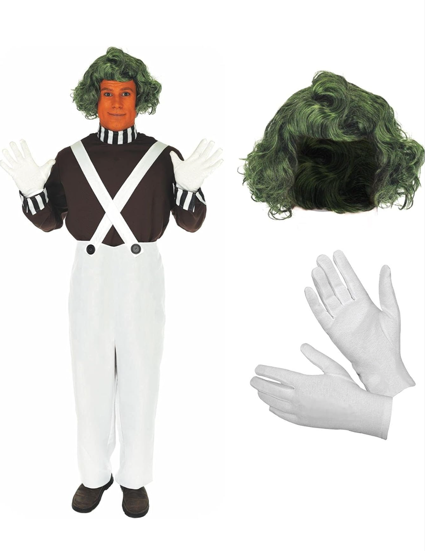 fun shack Mens Chocolate Factory Worker Costume, Chocolate Factory Costume, Candy Costume Adult Men, Movie Character Costumes, L,  