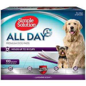 Simple Solution All Day Puppy Training Pads Lavender Scented Leak-Proof Pee Pads for Dogs Disposable and Absorbent for Housebreaking and Indoor Use 23 x 24 Inches 100 Count