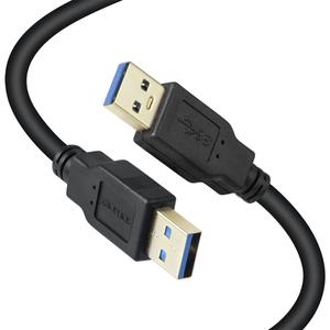 USB 3.0 Male to Male Cable 6.6 ft Type A Male to A Male Cord 5 Gbps Double USB A to USB A Cable Compatible with Hard Drive Cooling Fan/pad DVD Player and More(Black, 6.6FT)