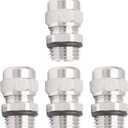Biaungdo 4 Pack NPT 1/4" Cable Gland Waterproof, Stainless Steel Cable Connectors Wire Glands Joints, Adjustable 3-6.5 mm