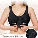 BRABIC Post Surgery Front Closure Bras for Women Full Coverage Compression Mastectomy Wireless Bra with Adjustable Straps (Black, XL)