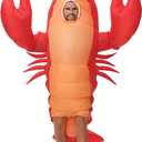Inflatable Costume Lobster for Adult, Funny Halloween Lobster Blow Up Costumes Crawfish Costume with Huge Pincers for Men Women Cosplay Party