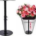 Plant Risers for Inside Pots, Adjustable Height 12-22" Metal Planter Lift Inserts Fillers Risers for Indoor Outdoor Large Tall Taper Planter Flower Pot (6" Base,8" Top,Black)