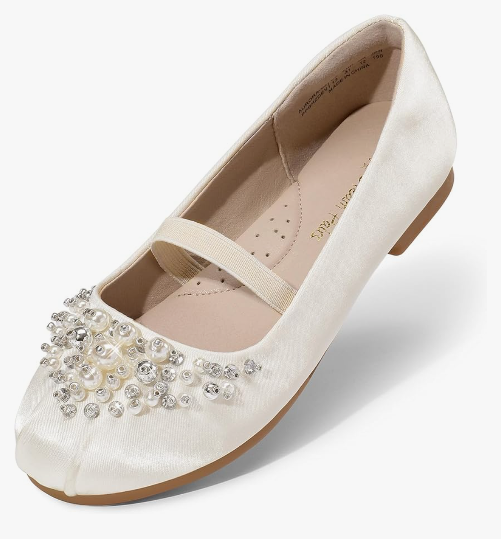 DREAM PAIRS Girls Ballet Flats Flower Shoes Mary Jane Ballerina Flat Dress Shoes for Daily/Wedding/Party Size 10