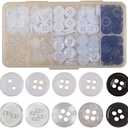 200Pcs Resin Buttons Children's Sweater Shirt Sewing Buttons, 11.5mm Transparent Round 4-Hole Buttons Decorative Button Accessories with Storage Box, for Variety Clothing Sewing, DIY Craft