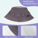 Reversible Corduroy Bucket Hat, Trendy Warm Foldable Fuzzy Fur Bucket Hat for Girls & Women, Ideal for Outdoor Sports