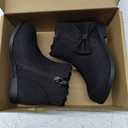 LseLom Girls Ankle Boots Kids Ankle Booties Bow Side Zipper Low Heel Outdoor Warm Shoes for Little Kids/Big Kids 7