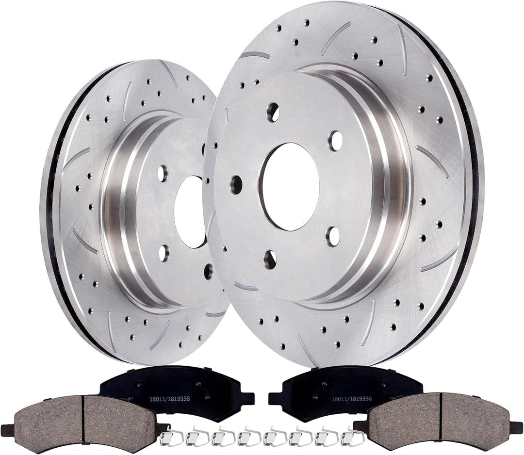 Front Disc Brake Pads And Rotors Kit For Dodge Ram 1500 Pickup 2006-2010,Ram 1500 2011-2018/Classic 2019-2023, 2007-2009 For Chrysler Aspen/Dodge Durango, 5-Lug Wheels