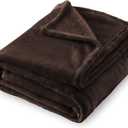 SOCHOW Flannel Fleece Blanket King Size, All Season Lightweight Super Soft Cozy Blanket for Bed or Couch, Brown, 90x108 inches