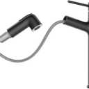 Vessel Sink Faucet Black with Pull Out Sprayer, Hurran Tall Bathroom Faucets with Pop Up Drain, Stainless Steel Single Handle Faucets with 2 Spout Patterns