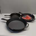 Cuisinel Cast Iron Skillet Set - 8" + 10" + 12"-Inch Pre-Seasoned Frying Pans + Silicone Handle Grip Covers - Use Indoor/Outdoor, Oven, Grill, Stove, BBQ, Fire, Induction - Kitchen/Camping Cookware