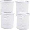 SNOW COOLER Pen Holder Mesh Pencil Holder Metal Pen Holder Cup Pencil Cup Holder for Desk Office Pen Organizer White, 4 Pack