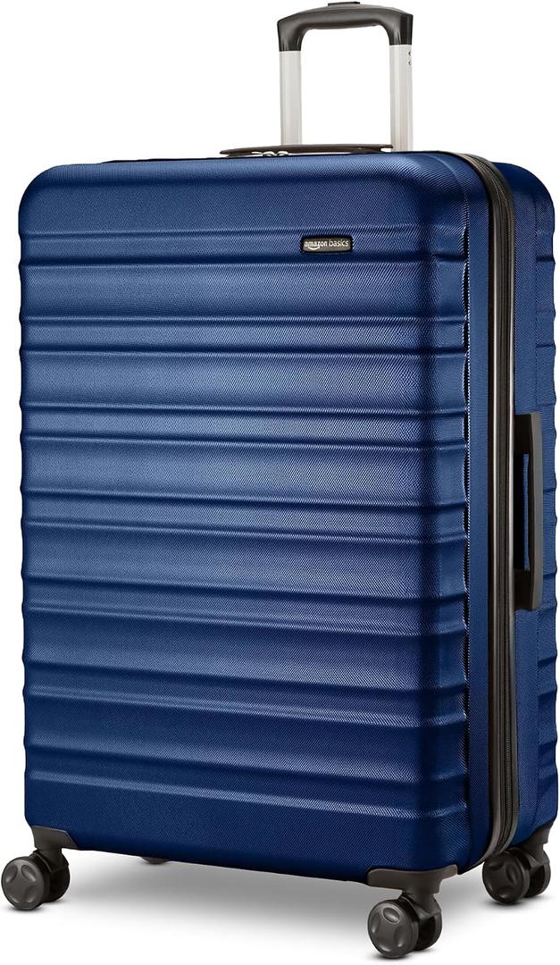 AmazonBasics 68 cm Navy Blue Hardsided Check-In Trolley, Medium Checked, Size: Medium Checked