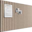 Bumusty Large Cork Board Alternative-36 x 24" Felt Bulletin Board Tiles, with 30 Pushpins, 40 Adhesive Tabs, Fine-Stripe 6-Pack, Cork Boards for Office Push Pin Board Felt Board-Taupe