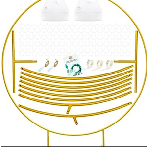 LANGXUN 7.2ft Gold Metal Round Balloon Arch kit, Backdrop Circle Stand Arch Frame for Wedding Birthday Party Decoration, Graduation Decorations and Baby Shower Photo Background