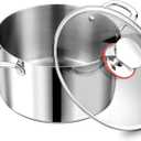 P&P CHEF 5 Quart Tri-Ply Stainless Steel Stock Pot, 5 Qt Stockpot Pasta Cooking Pot with Visible Lid for Soup Vegetable, Induction Cookware for All Stoves, Sturdy & Double Handle, Dishwasher Safe