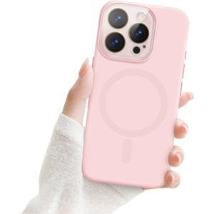 for iPhone 16 Pro Magnetic Case, Luxury Cute Soft Liquid Silicone Case for Women Girls Men Anti-Scratch Anti-Drop Bumper Shockproof Full Camera Lens Protection Cover for iPhone 16 Pro-Pink