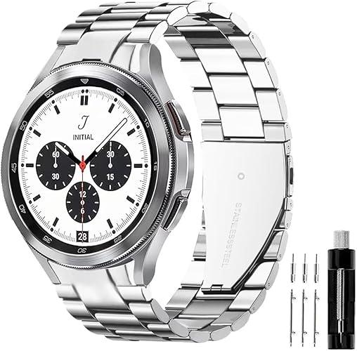 GOLDTOLUCK No Gap Stainless Steel Band Compatible with Samsung Galaxy Watch 8 7 6 5 4 Classic FE Pro Ultra 40mm 44mm 46mm 43mm 47mm 45mm 42mm Replacement Men Women Milanese Metal Elegant Casual, Silver