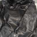 FSVABY Womens Oversized Faux Leather Motocycle Black Jacket Zip Up Outwear Coat with Pockets (Black, Small)