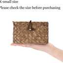 Hipiwe Seagrass Basket with Lid Wicker Storage Basket Square Handwoven Decorative Baskets Box for Shelf Multipurpose Household Baskets Home Decor,X-small (Coffee)