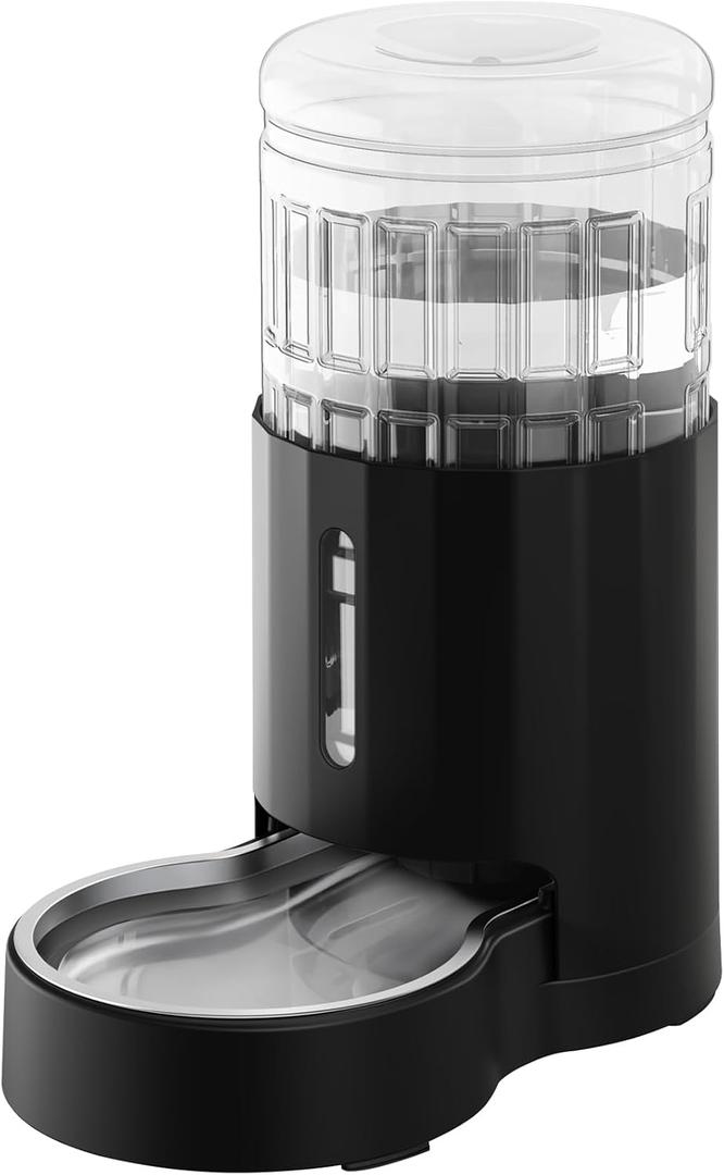 CZPET Dog Water Bowl Dispenser 4L, Wider Mouth & Upgraded Brush for Easy Cleaning Automatic Cat Gravity Refilling Waterer with Removable Stainless Steel Bowl, Large Drinking Area for Multi-Pet (Black)