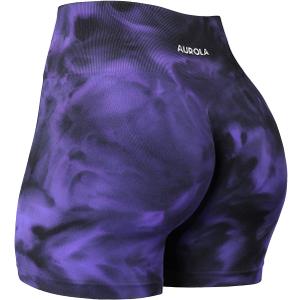 AUROLA Dream Tie Dye Workout Shorts for Women Seamless Scrunch Soft Active Shorts (Large)