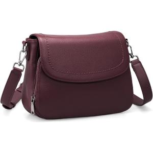 befen Genuine Leather Crossbody Bags for Women with Built in RFID Wallet Medium Womens Saddle Bag Cross Body Purse