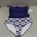 Eomenie Women's Swimsuit Tankini Tummy Control Bathing Suits Two Piece Full Coverage Slim Swim Suits with High Waisted Bottom (X-Large, Blue and White Printed)