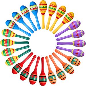 Civaner 24 Pcs Mini Fiesta Maracas for Adults Cinco De Mayo Maracas Mexican Decorations 6 Designs for Mexican Props, 4.92 x 1.38 Inch