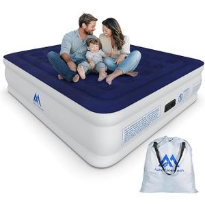 Inflatable Mattress, Width 50W, Length 55", White And Blue Colors